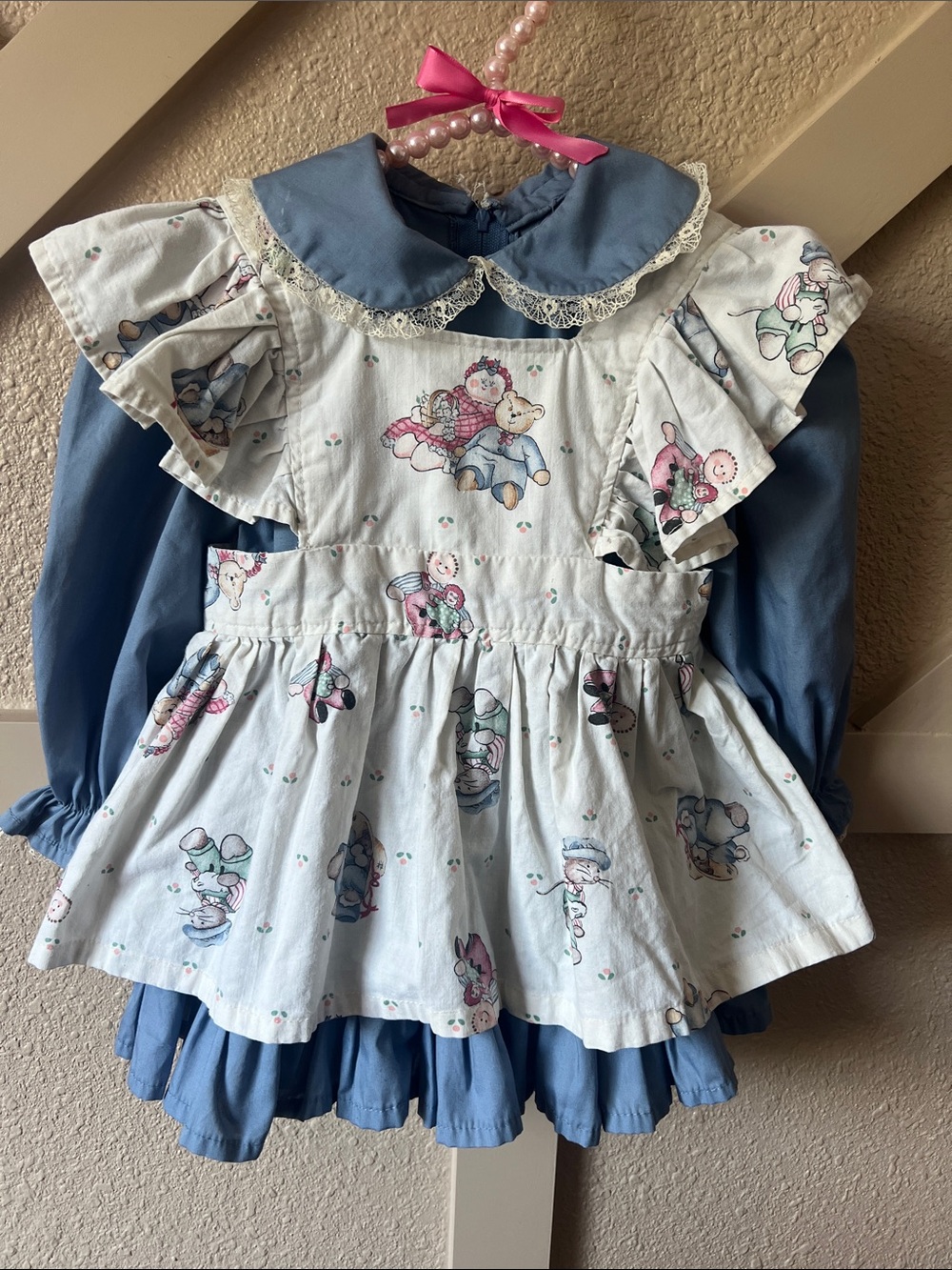 Vintage Handmade Daisy Kingdom Pinafore Dress Dolls & Bunnies 80s